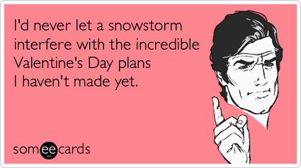 someecards.com - I'd never let a snowstorm interfere with the incredible Valentine's Day plans I haven't made yet